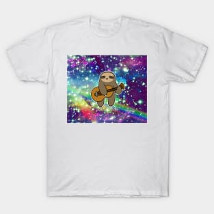 Guitar Sloth Rainbow Space T-Shirt